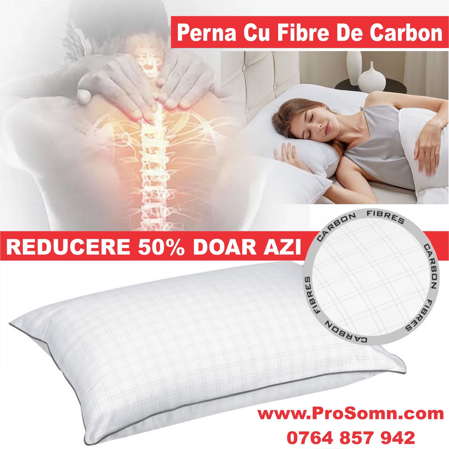 Perna Premium cu Fibre Carbon 50x70cm